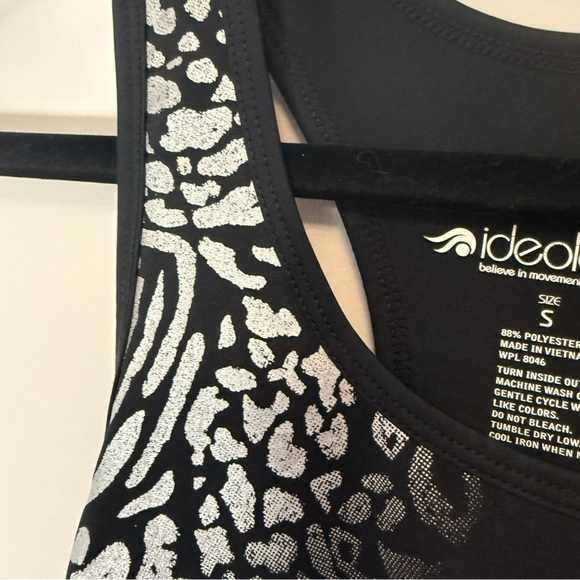 Ideology Black and Pink Sport Tank Top with Silver Leopard Design Size S - Picture 7 of 7